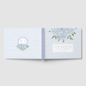Blue Hydrangea Waterverf Blooms Aangepaste bruilof Gastenboek (Volledig)