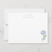 Blue Hydrangea Waterverf Blooms Script Bedankkaart (Voorkant)
