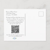 Blue Hydrangea Waterverf Bruiloft met QR Code Aankondigingskaart (Achterkant)
