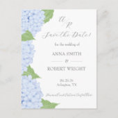 Blue Hydrangea Waterverf Bruiloft met QR Code Aankondigingskaart (Voorkant)