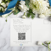 Blue Hydrangea Waterverf Bruiloft met QR Code Aankondigingskaart