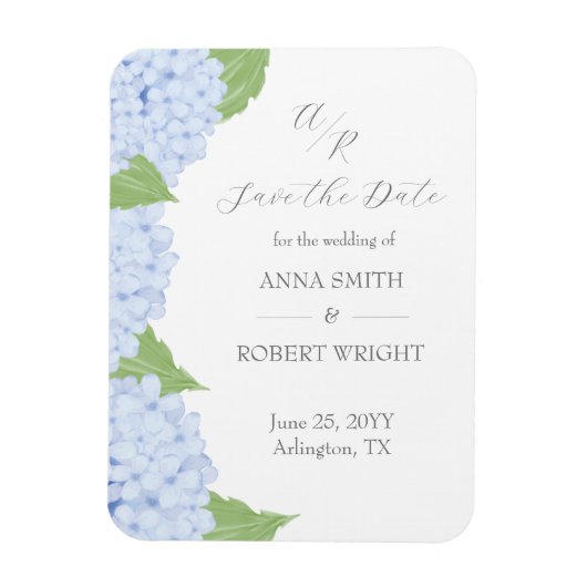 Blue Hydrangea Waterverf Bruiloft Save the Date Magneet (Verticaal)