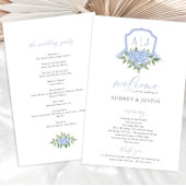 Blue Hydrangea Waterverf Crest Papier Programma Flyer