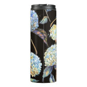 Blue Hydrangea Waterverf: Donker naadloos patroon Thermosbeker (Achterkant)