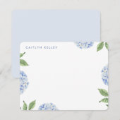Blue Hydrangea Waterverf Flowers, Custom Flat Notitiekaartje (Voorkant / Achterkant)