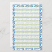 Blue Hydrangea Waterverf Flowers Lined Briefpapier (Voorkant / Achterkant)