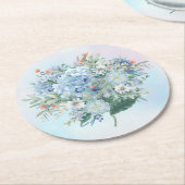 Blue Hydrangea Waterverf Papier Onderzetter (Gebogen)