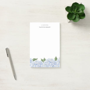 Blue Hydrangea Waterverf Rand Groot Custom Post-it® Notes