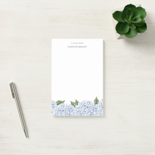 Blue Hydrangea Waterverf Rand Groot Custom Post-it® Notes (Kantoor)