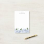 Blue Hydrangea Waterverf Rand Groot Custom Post-it® Notes (Op bureau)