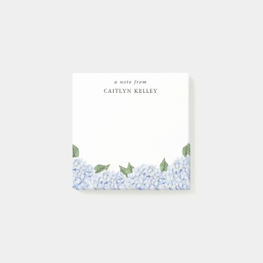 Blue Hydrangea Waterverf Rand Klein Aangepast Post-it® Notes (Voorkant)