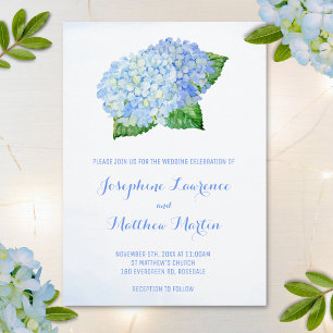 Blue Hydrangea Waterverf Wedding Invitations Kaart