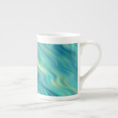 Blue Hydrangea Wavy Texture Porselein Kop (Rechts)