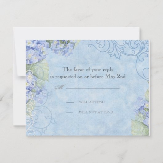 Blue Hydrangea - Weddenschap-kaart RSVP Kaartje (Voorkant)