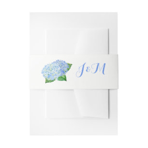 Blue Hydrangea Wedding Belly Bands Uitnodigingen Wikkel