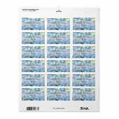 Blue Hydrangea Wedding Favor Labels Horizontal (Full Sheet)