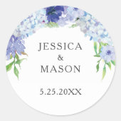 Blue Hydrangea Wedding Favoriet Cadeau Stickers La (Voorkant)
