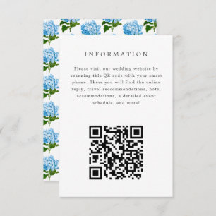 Blue Hydrangea Wedding Invitation Insert Kaart
