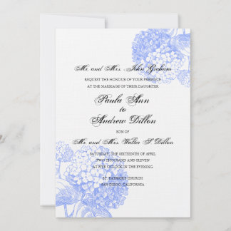 Blue Hydrangea Wedding Invitation Kaart