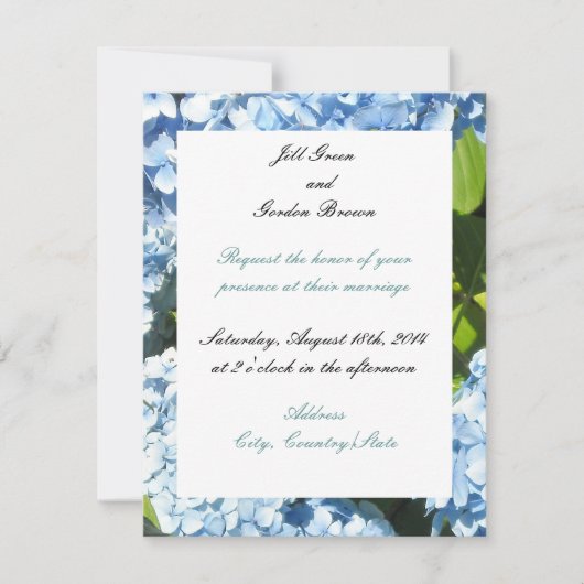 Blue Hydrangea Wedding Invitation Kaart (Voorkant)