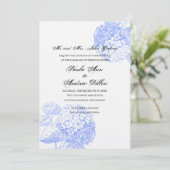 Blue Hydrangea Wedding Invitation Kaart (Staand voorkant)