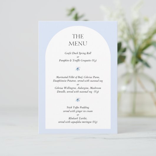 Blue Hydrangea Wedding Inviter Menu Carte de choix (Debout devant)