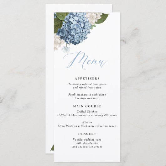 Blue Hydrangea Wedding Menu (Voorkant / Achterkant)