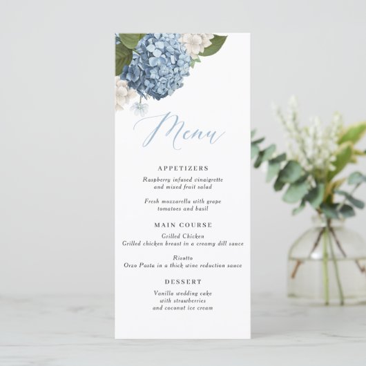 Blue Hydrangea Wedding Menu (Staand voorkant)
