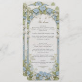 Blue Hydrangea Wedding Menu Kaart (Voorkant / Achterkant)