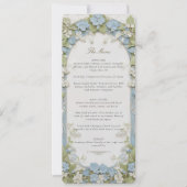 Blue Hydrangea Wedding Menu Kaart (Voorkant)