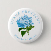 Blue Hydrangea Wedding Party Matron of Honor Ronde Button 5,7 Cm (Voorkant)