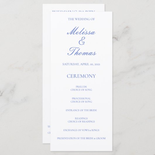 Blue Hydrangea Wedding Programme (Voorkant / Achterkant)