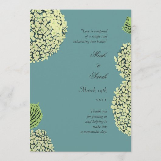 Blue Hydrangea Wedding Programme Programma (Voorkant)