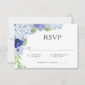 Blue Hydrangea Wedding RSVP Kaart (Voorkant)