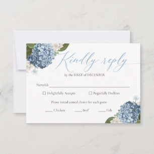 Blue Hydrangea Wedding RSVP-kaarten RSVP Kaartje