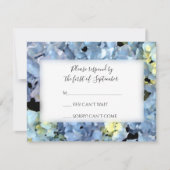 Blue Hydrangea Wedding RSVP Response Kaart (Voorkant)