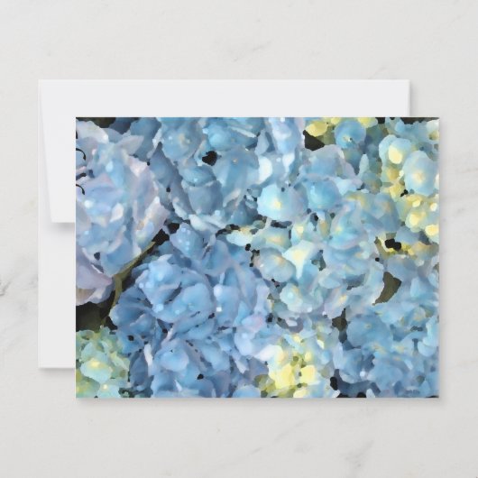 Blue Hydrangea Wedding RSVP Response Kaart (Achterkant)