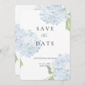 Blue Hydrangea Wedding Save The Date (Voorkant / Achterkant)
