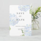 Blue Hydrangea Wedding Save The Date (Staand voorkant)