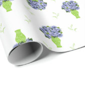  Blue Hydrangea Wedding Shower Coastal Pattern Cadeaupapier (Rol Hoek)
