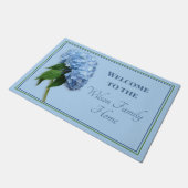 Blue Hydrangea Welkomstnaam Doormat Deurmat (Schuin)