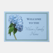 Blue Hydrangea Welkomstnaam Doormat Deurmat (Voorkant)