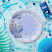 Blue Hydrangea White Lace Party Wedding Reception Papieren Bordje (Feest)