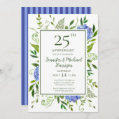 Blue Hydrangeas 25th Jubileum Invitation Kaart (Voorkant / Achterkant)