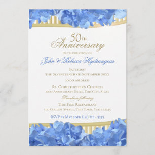 Blue Hydrangeas 50ste Jubileum Kaart