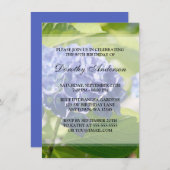 Blue Hydrangeas 90th Birthday Party Invitations Kaart (Voorkant / Achterkant)