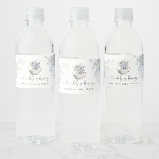 Blue Hydrangeas baby brouwt baby shower Waterfles Etiket (Flessen)