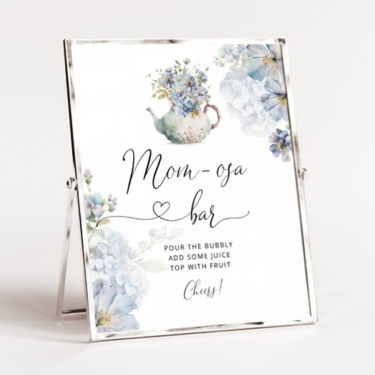 Blue Hydrangeas baby brouwt Mom-osa bar Poster