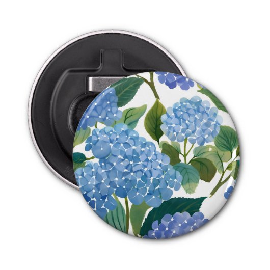 Blue Hydrangeas | Beautiful Floral Bush Button Flesopener (Voorkant)