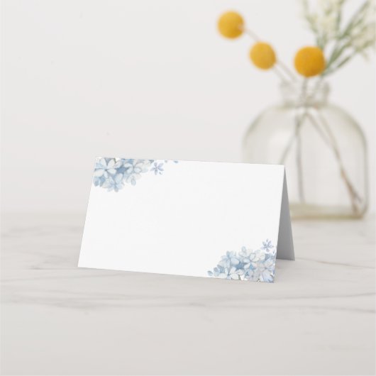 Blue Hydrangeas Blank Wedding Folded Place Card (Voorkant)